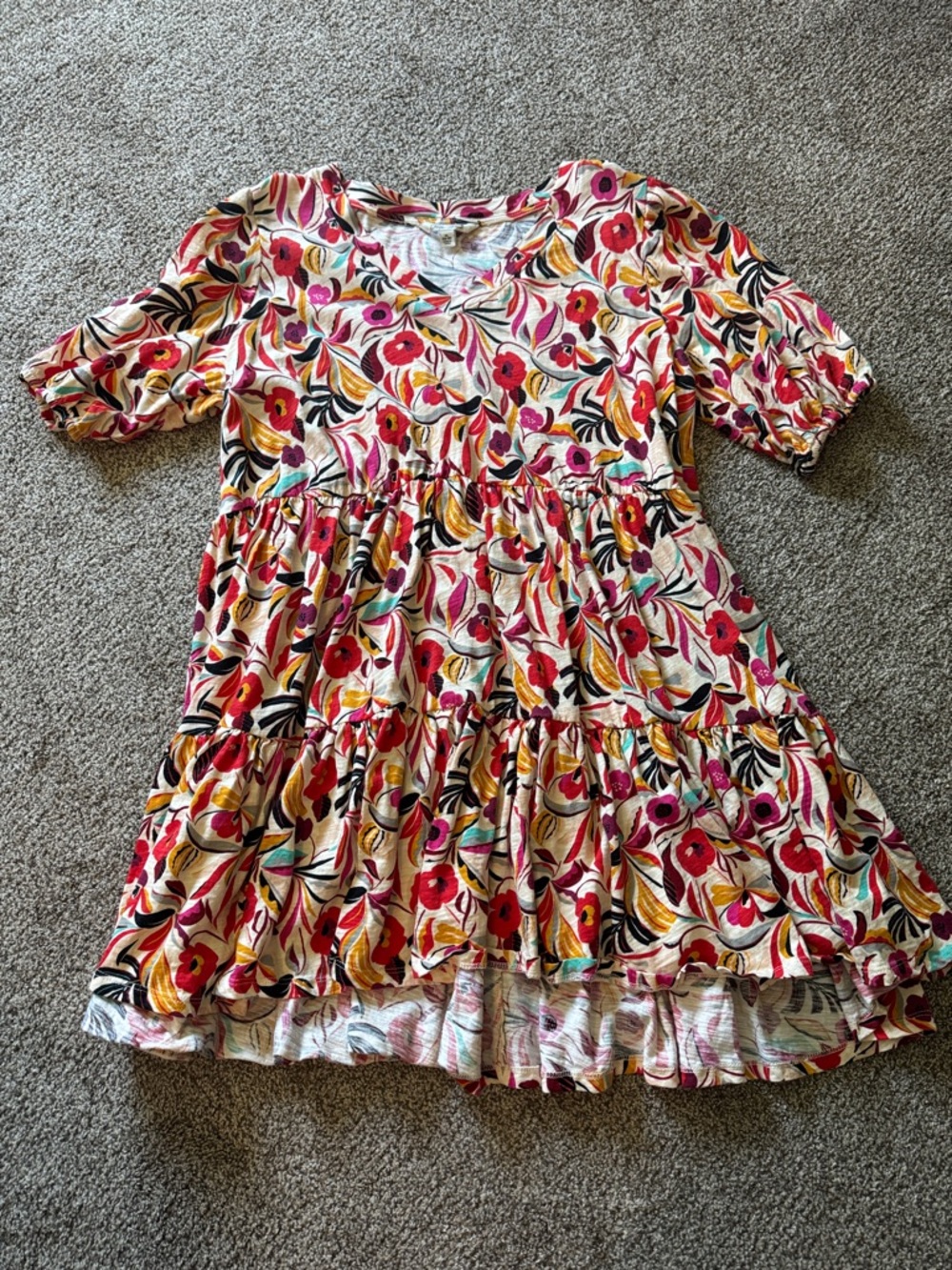 The Pioneer Woman Floral Mini Dress - Red, Pink, Yellow, Black